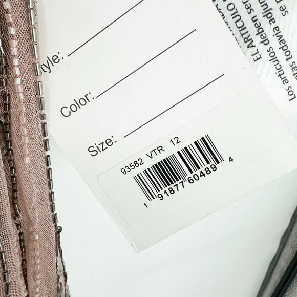 Mac Duggal Sequin Flutter Sleeve Maxi Gown Vintage Rose Size 12 NWT - Picture 10 of 11